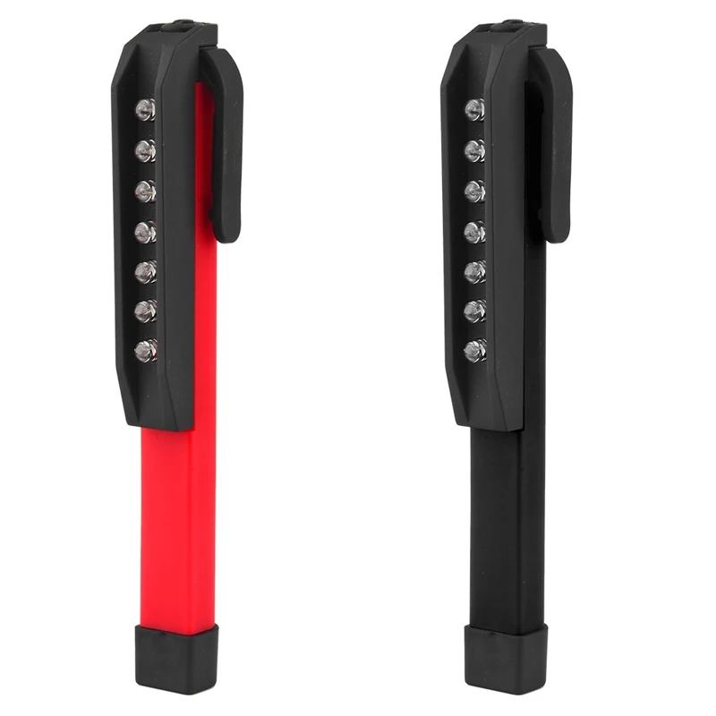 Portable 7 LED Flashlights Mini Inspection Light Battery Powered Lamps Pen Pocket Clip Work Torch Lanterna | Освещение