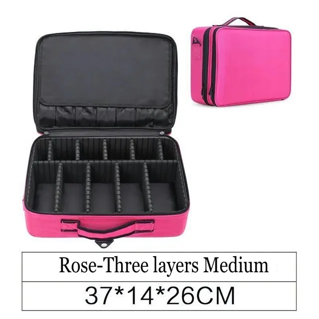 red middle 3 layer Бренд макияж коробка художника Профессиональная Красота косметички Макияж сумка тату ногтей многослойный ящик для инструментов сумка - Цвет: red middle 3 layer