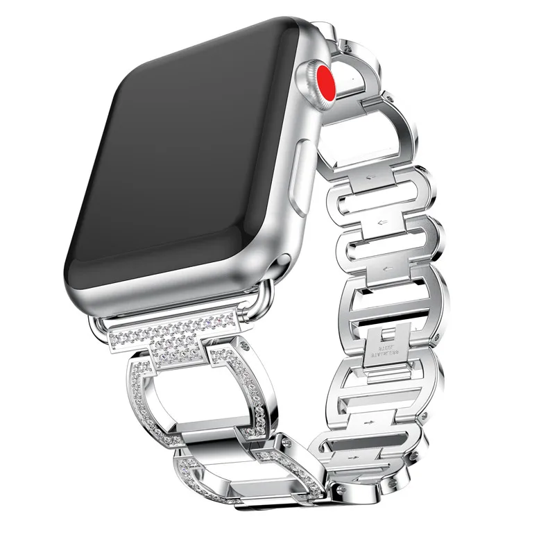 Алмазный ремешок для apple watch, ремешок для apple watch 5, 4, 3, ремешок 44 мм/40 мм из нержавеющей стали, ремешок для наручного браслета 42 мм/38 мм