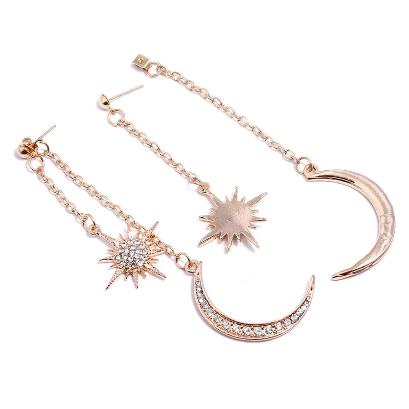 Горный хрусталь Звезда Луна Серьги капли для женщин Pendientes длинные серьги