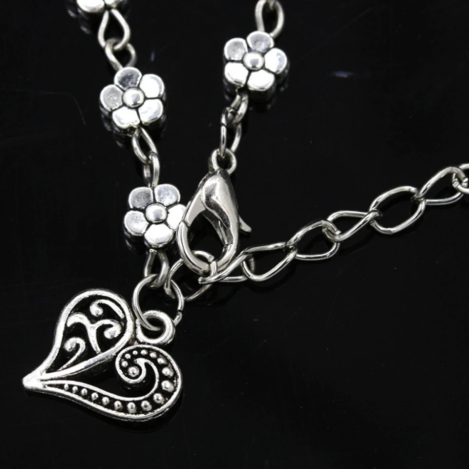 Цветок сливы Мода Ретро стиль ножной браслет сердце кулон кисточкой цепь женщина