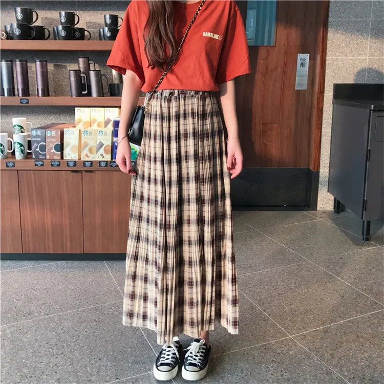 Faldas Mujer Moda Harajuku юбка японская, длинные юбки для женщин Макси Faldas Mujer Moda, консервативный стиль, трапециевидная Женская юбка