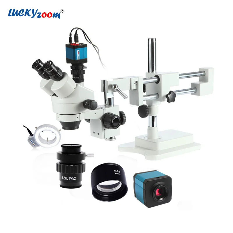 Стерео тринокулярный микроскоп Lucky Zoom 3 5x 45X для пайки ремонта телефона стойка