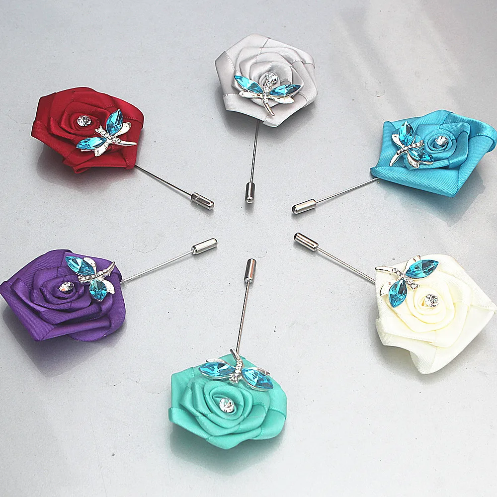 Изготовленный на заказ цвет красного вина атласный цветок Свадебный корсаж