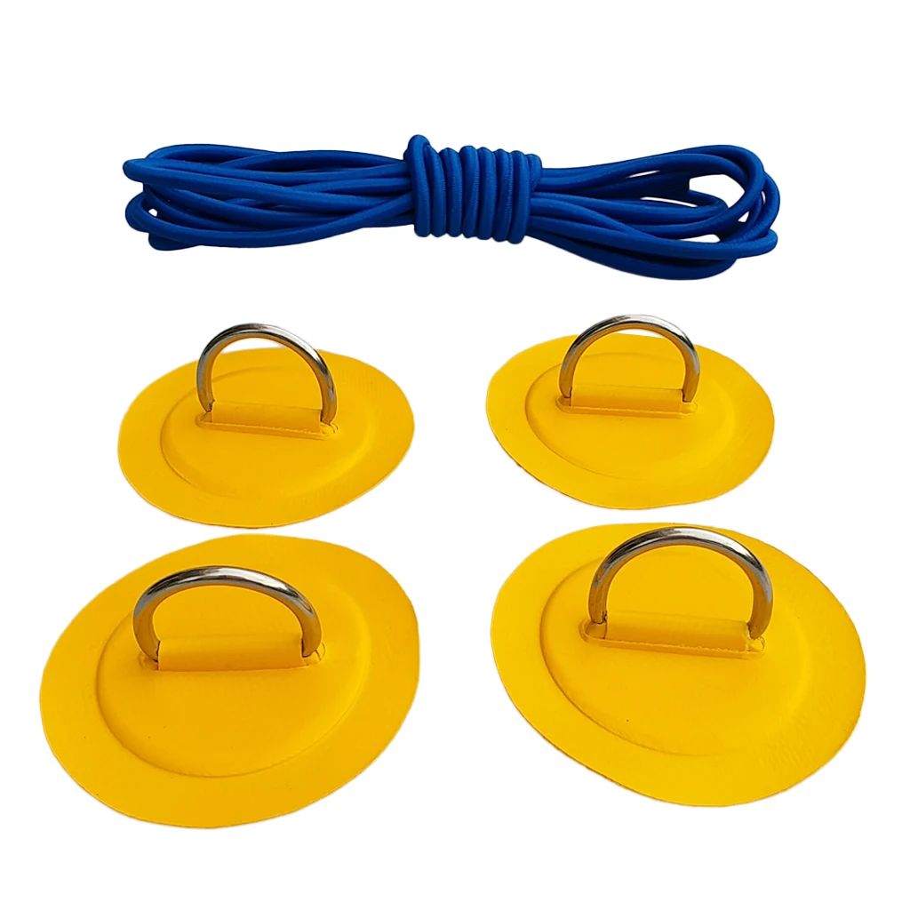 4pcs Durable Strong Marine 316 Stainless Steel D Ring Patch Pad Shock Rope for PVC Inflatable Boat Kayak Fishing Raft Dinghy | Спорт и