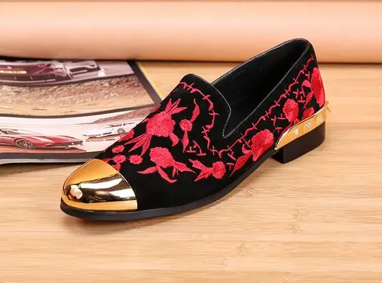 Мужские классические туфли ручной работы золотистые лоферы на плоской подошве с