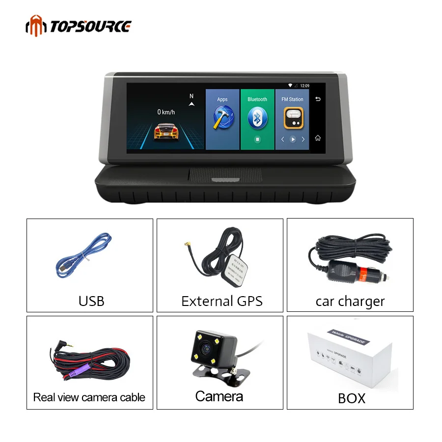 Видеорегистратор TOPSOURCE 4G 8 дюймов Android 5 1 Wi Fi HD 1080P|Видеорегистраторы| |