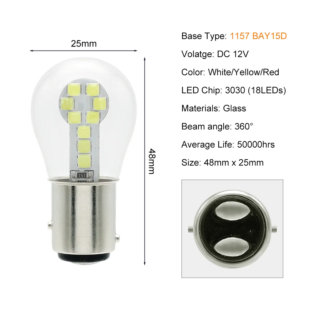 1 шт 12V 1156 BA15S BAY15D 1157 18 SMD 3030 светодиодный автомобильный сигнал поворота Светильник лампы задние тормоза светильник автоматический парковочный фонарь заднего хода лампы