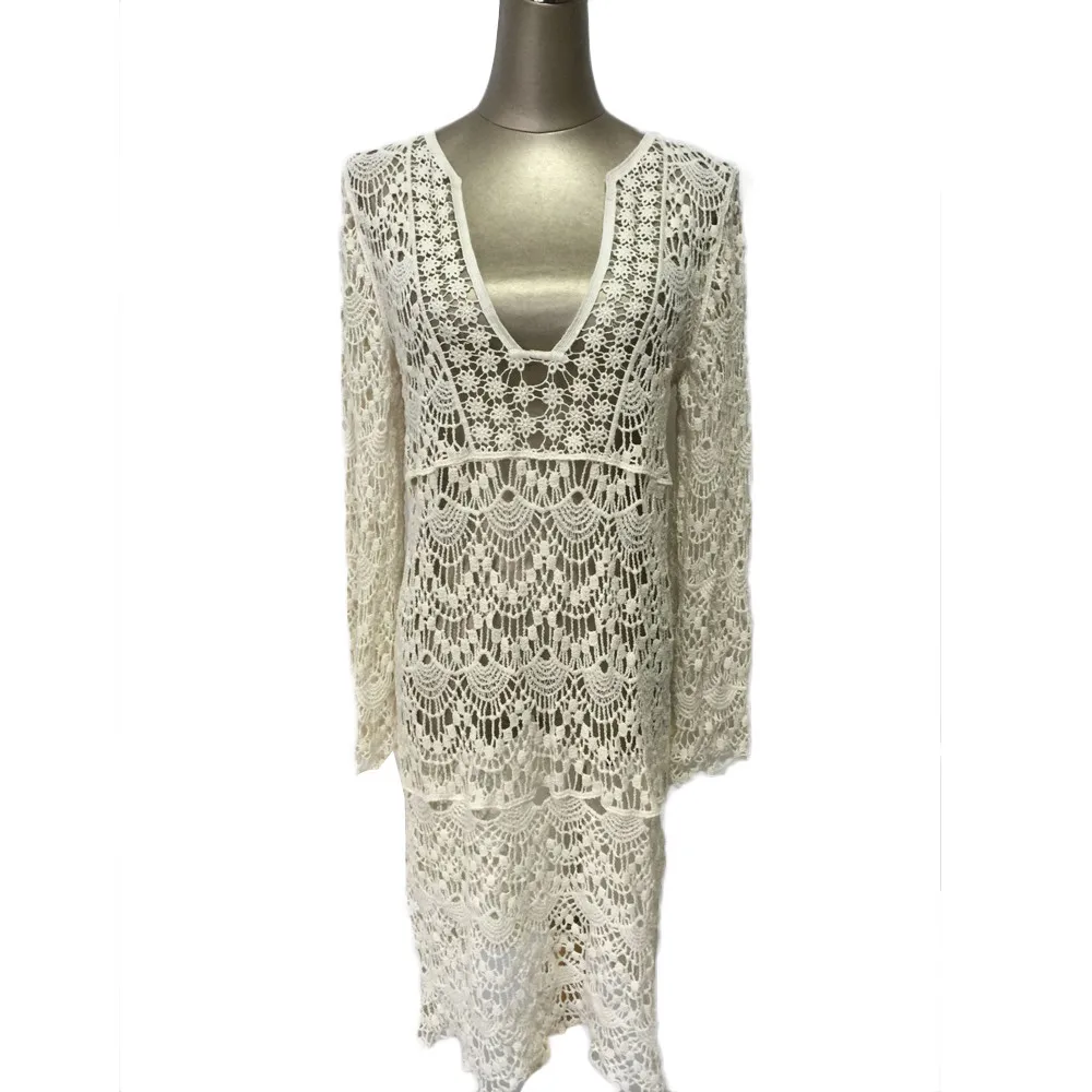 Женское сексуальное летнее платье с v образным вырезом кружевное открытое