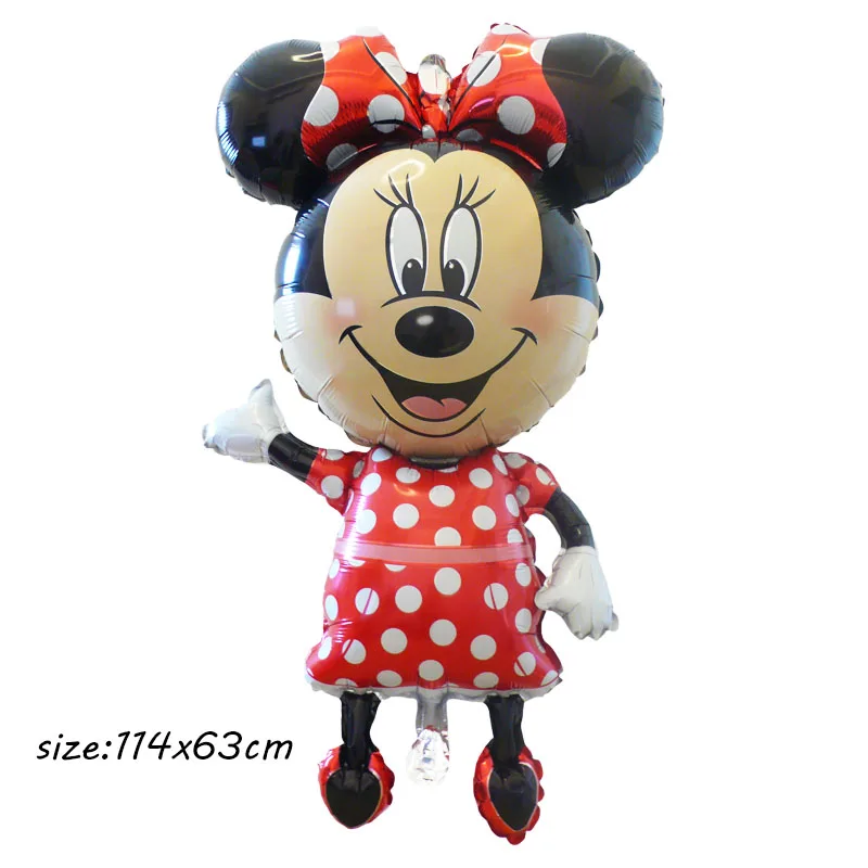 red Minnie 1 шт. 112 см большие воздушные шары из фольги Микки и Минни, украшения для дня рождения, классические детские игрушки с героями мультфильмов, подарки, надувной воздушный шар с гелием - Цвет: red Minnie
