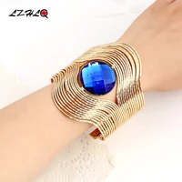 lzhlq unique design wire multilayer bracelet 2020 fashion brand jewelry women metal plated maxi opening round stone wide bangle