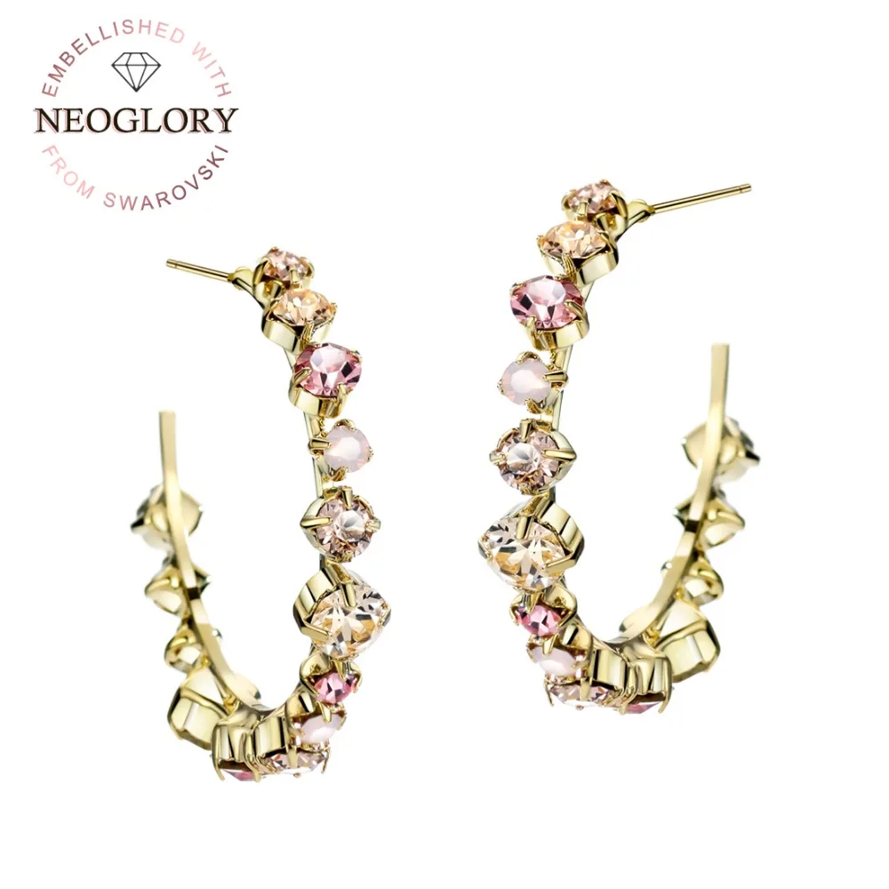 Neoglory Austria Rhinestone Round Geometric Beads Long Hook Earrings Colorful Elegant Stylish For Daily Party Brilliant Lady | Украшения и