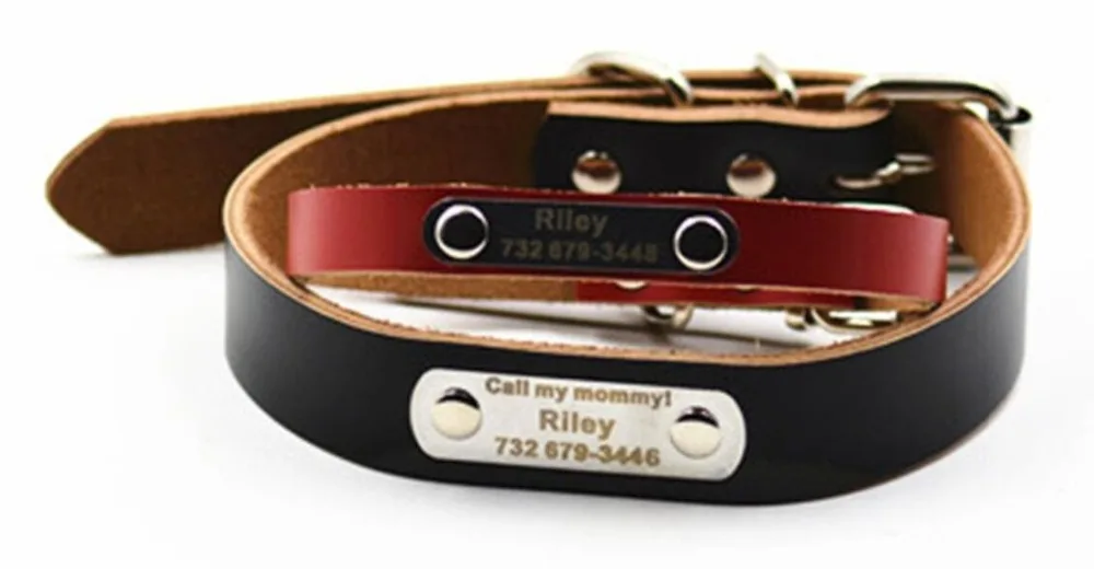 Горячая распродажа! и популярный кожаный ошейник Бесплатная гравировка DIY dog tag
