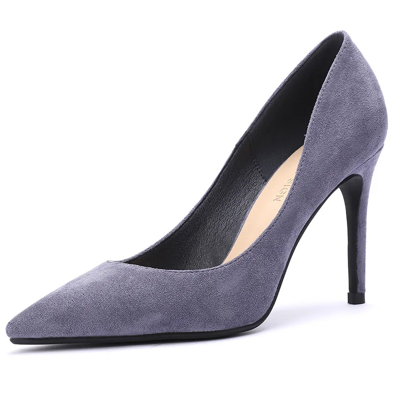 Purple Shoes Женские туфли на высоком каблуке; сезон весна; Брендовые женские туфли-лодочки; вечерние туфли на тонком каблуке разных цветов; туфли с острым носком без шнуровки для офиса; модельные туфли; Новинка - Цвет: Purple Shoes