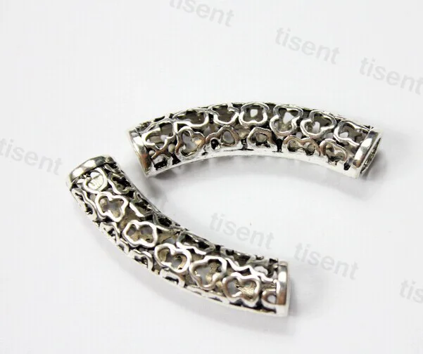 2 шт. 6 мм Отверстие Старинное Серебро Полые Трубки для Браслет и Ожерелье 40