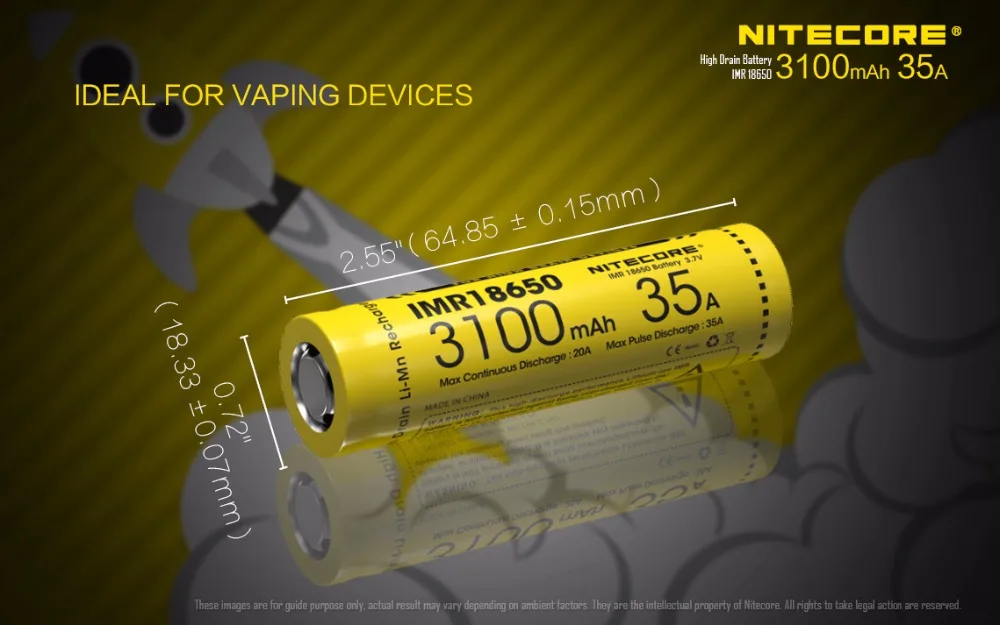 1 шт. Nitecore IMR18650 3100 мАч 35A 3 7 В плоский верх аккумуляторная батарея|Портативные