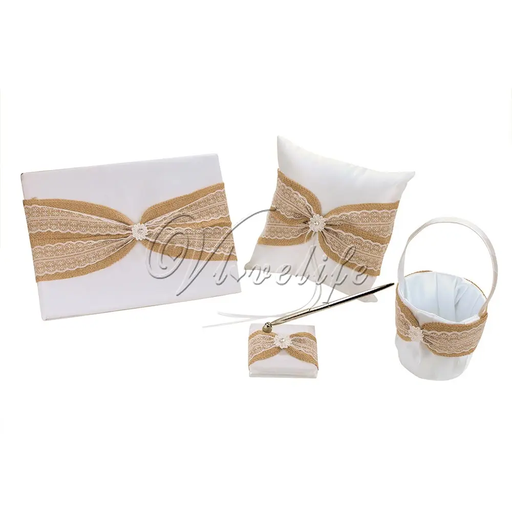 Новая Винтажная льняная кружевная винтажная свадебная церемония с мешковиной