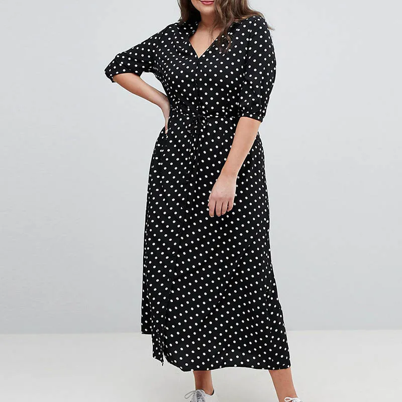 Летнее женское платье размера плюс, обхват груди 137 см, 5XL 6XL 7XL 8XL 9XL, женское Свободное платье с v-образным вырезом черного цвета