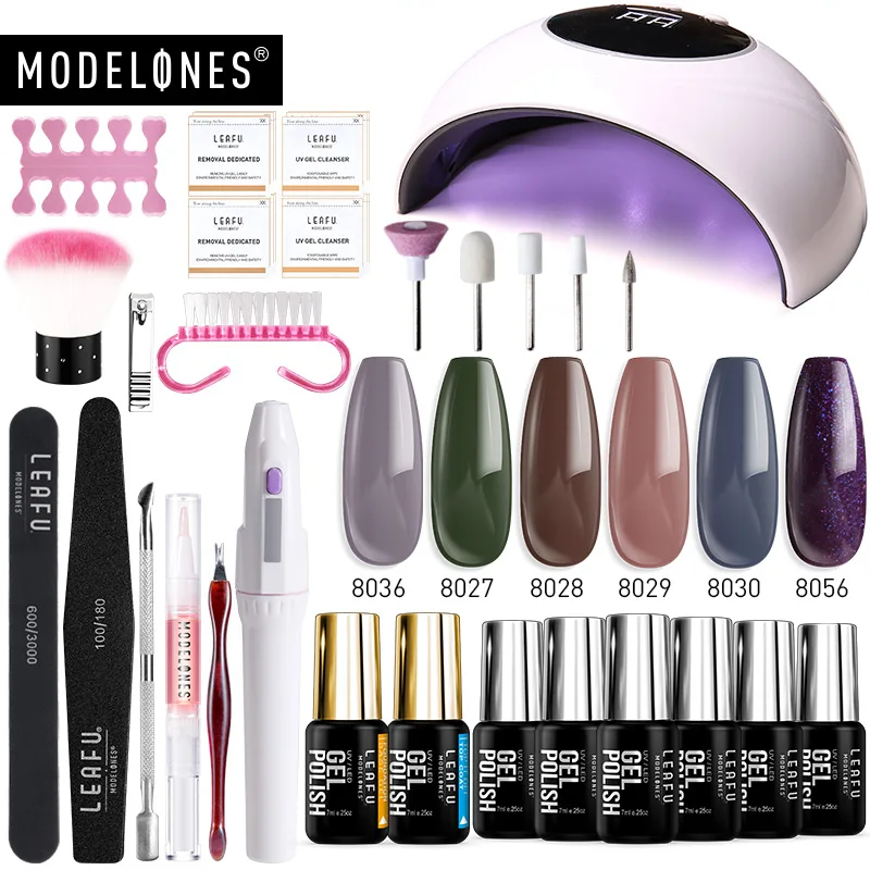 nail set with drill Modelones 21 шт/лот Светодиодная лампа Сушилка для ногтей Гель-лак Инструменты Наборы замочить от основания верхние наборы для ногтей электродрель Гвоздь Набор инструментов - Цвет: nail set with drill