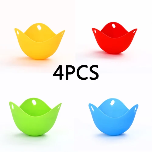 4PCS Безопасная силиконовая форма для приготовления яиц, кухонные аксессуары для приготовления блинов, инструмент для яиц, форма миска, пластиковый инструмент для приготовления яиц - Цвет: 4PCS
