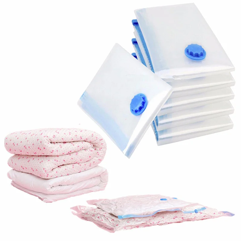 Home Foldable Compressed Space Saving Seal packet Vacuum Bag for Clothes Storage With Valve Transparent Border | Дом и сад