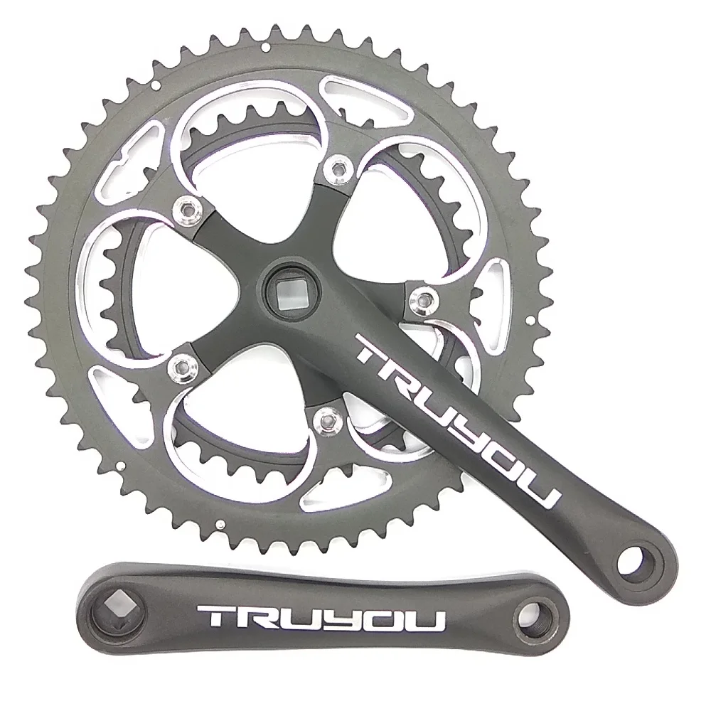 

TRUYOU Road Bicycle Crankset 110 BCD 53/39T Chainwheel 3/32 Folding Bike Chainrings 2*7/8/9 Speed Double Disc Crank 170mm Black