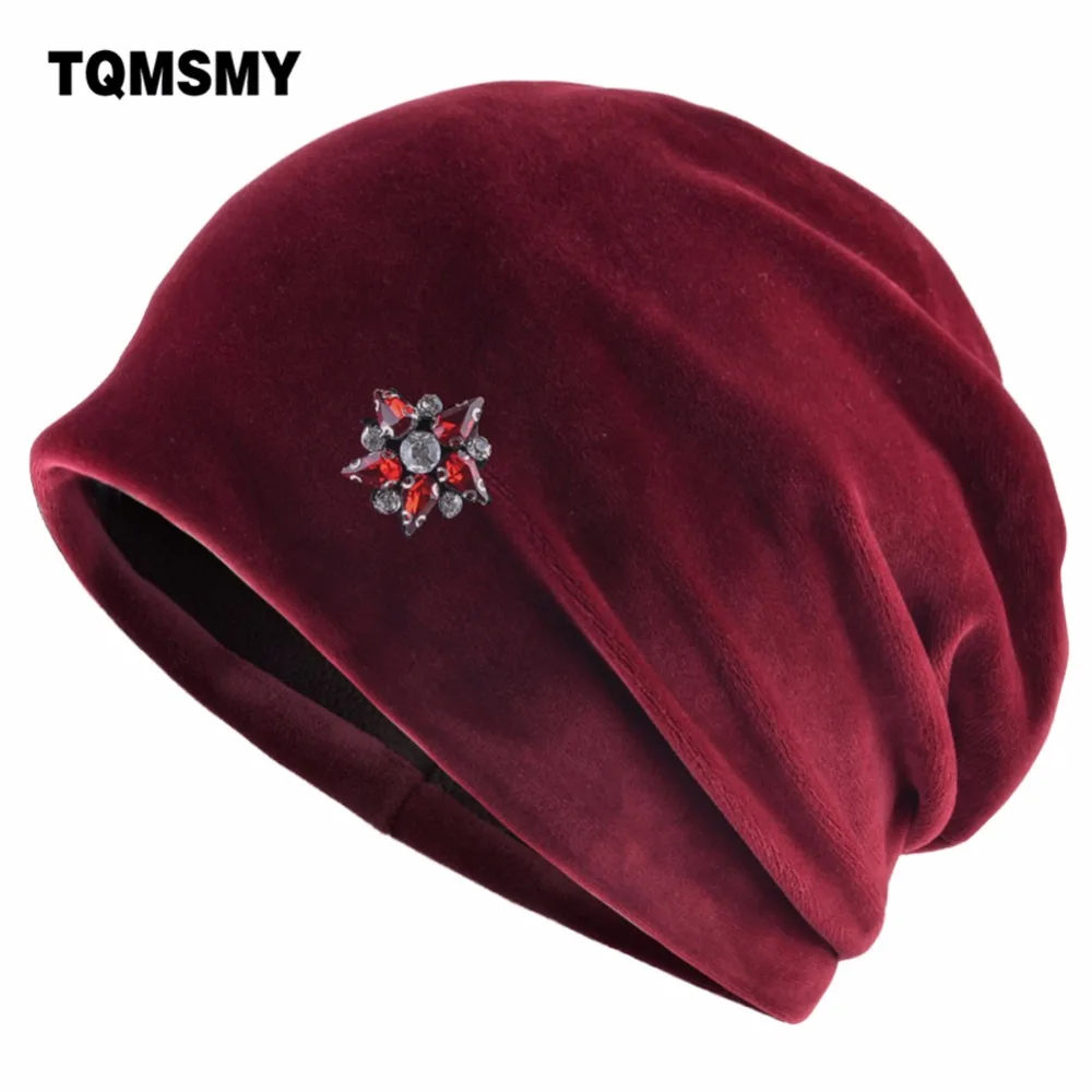 TQMSMY, женские зимние шапки, теплые бархатные, Звездные Стразы, женские шапки Skullies, для женщин, шапочки, шапка, дамские шапочки, шапки TMDH87