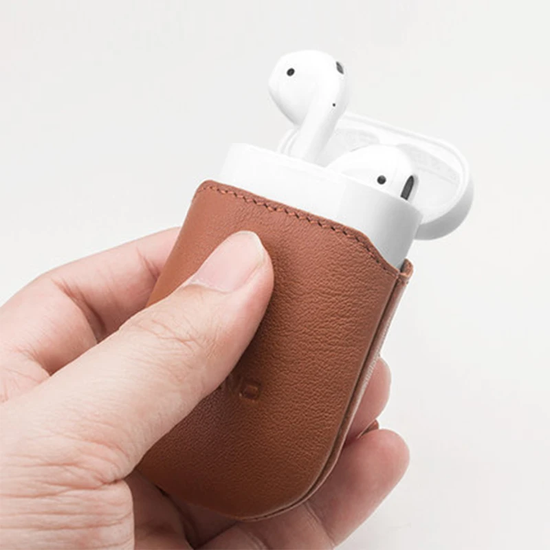 QIALINO кожаный чехол для AirPods Apple из натуральной кожи Мини Карманы магнитное