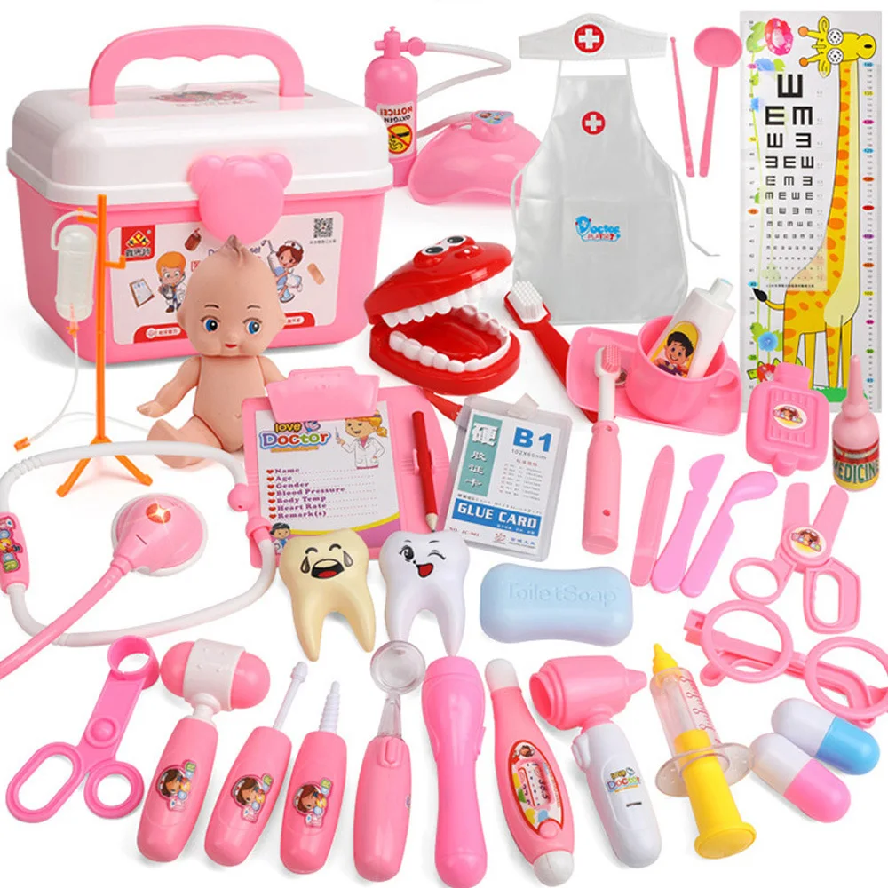

20-39PCS Kids Pretend Play Doctor Game Toys Set Simulation Medical Vocal Light Stethoscope Toys for Children Cosplay Gifts