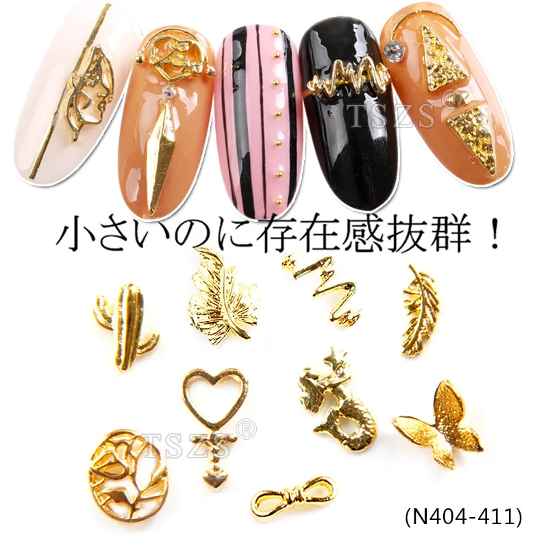 10pcs/lot Beauty Gold Leaf Cactus head Butterfly Nail Art Decorations Alloy 3d Charms Jewelry Glitter Alloy|Стразы и украшения| |