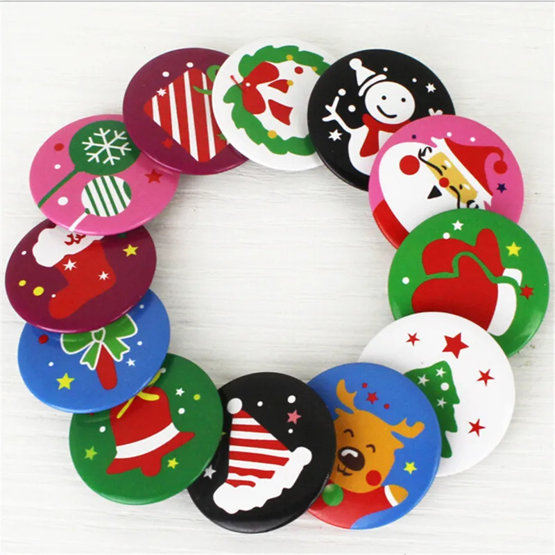 

100pcs/lot Novelty beautiful multi style Decorative gift Christmas cartoon snowman badge prize Student Chapter