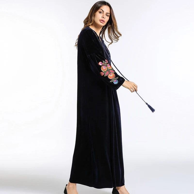 Бархатное платье абайя s для хиджаб для мусульманок Jilbab Kaftan abaya Дубай халат Musulmane Longue кафтан турецкая исламская одежда