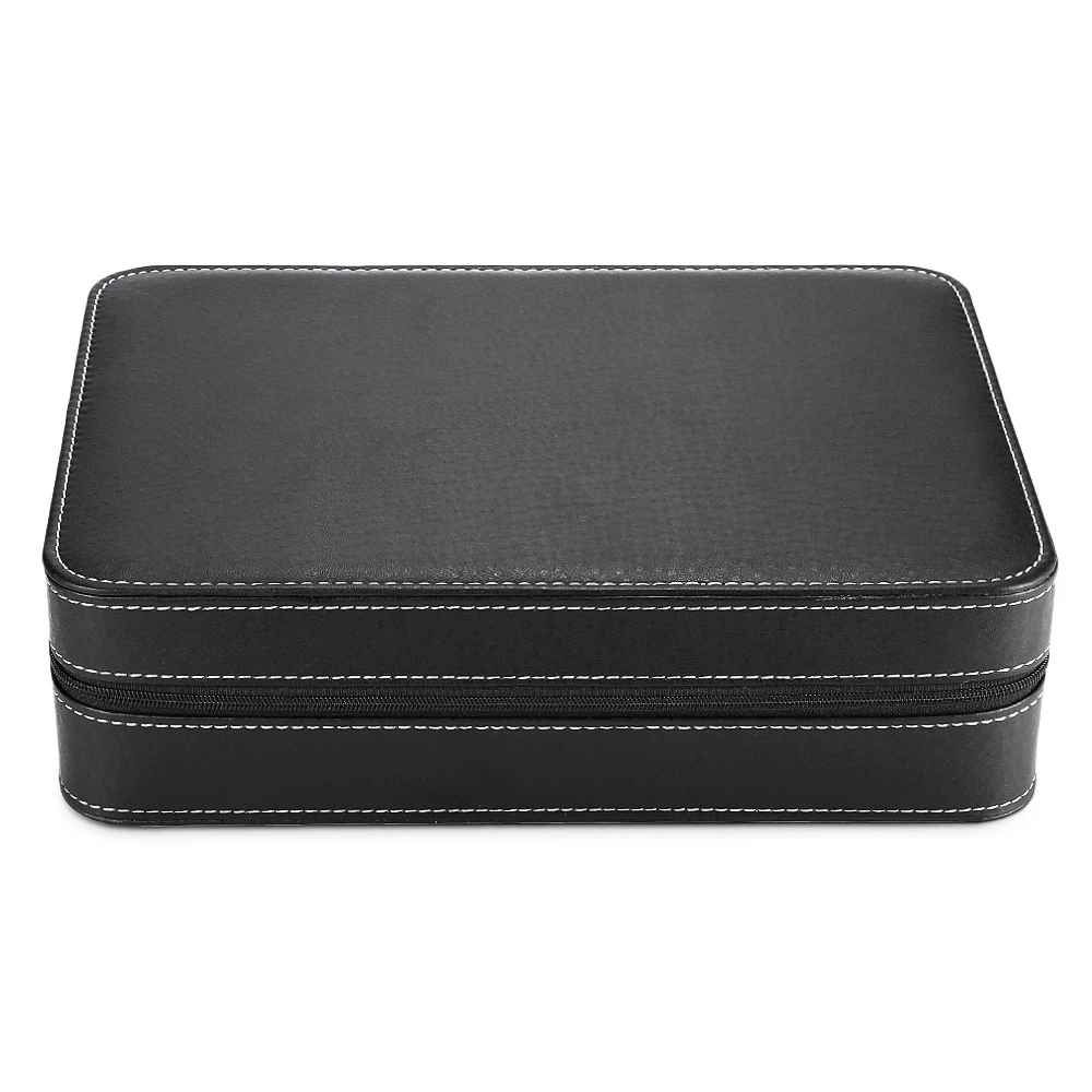 

10/12 Grids Leather Travel Watch Box Storage Case Zipper Wristwatch Box Organizer Holder for Clock Watches Jewelry Boxes Display