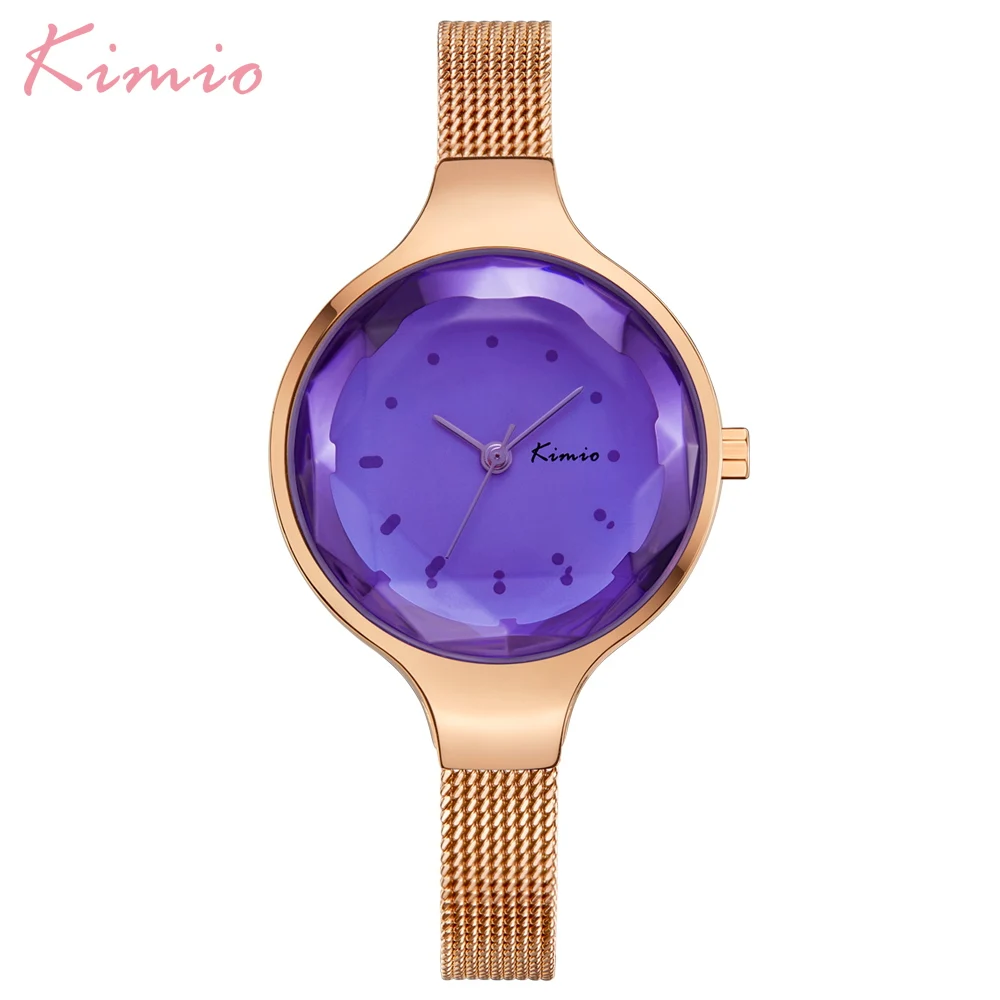 Kimio Простой модный браслет женские часы из нержавеющей стали сетчатый ремень