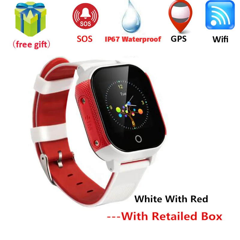 white red FA23 умные детские часы IP67 водонепроницаемые детские sim-карты сенсорный экран gps wifi SOS трекер детский будильник анти-потеря умные часы - Цвет: white red
