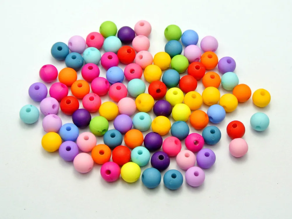 

500 Mixed Color Acrylic Round Beads 6mm Imitation Wooden beads