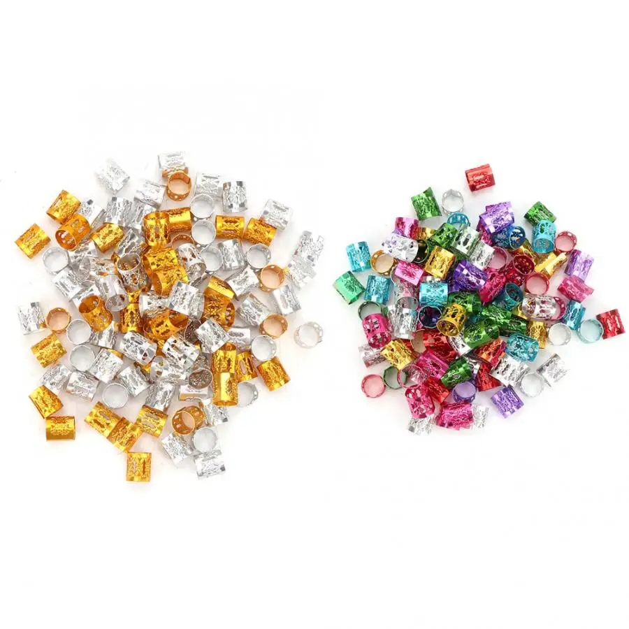 100 шт. серебряные золотые бусины для волос дредов Бисер плетения кольца манжеты