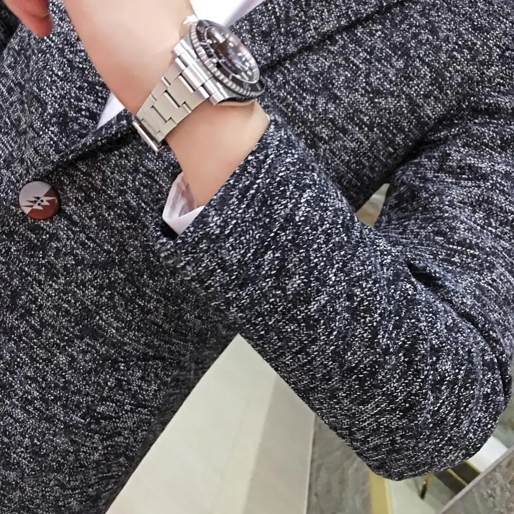 Мужская осенне-зимняя повседневная шерстяная куртка модная мужская однобортная