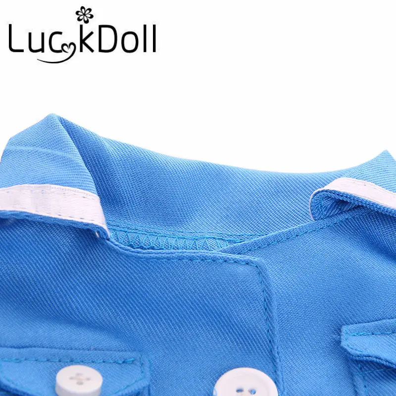 Пижама LUCKDOLL с воротником в морском стиле подходит для 18-дюймовых американских