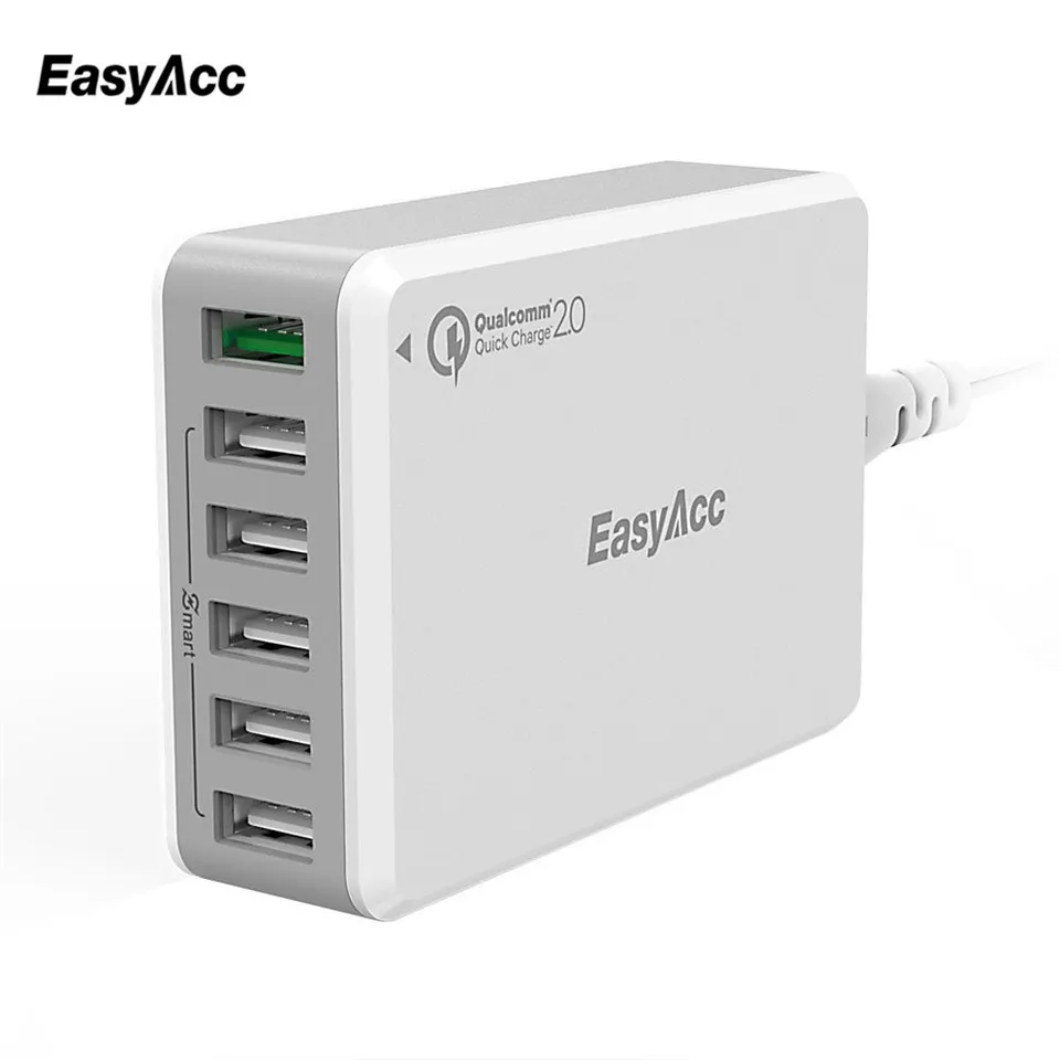 [Quick Charge 2 0] EasyAcc 50 Вт USB Зарядное устройство 6-Порты и разъёмы настольная зарядная