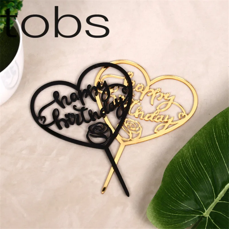 Акрил любовь кекс домой счастливые Декор ко дню рождения золотистого и