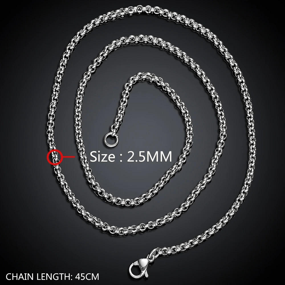 Ожерелье из нержавеющей стали Классический Панк 2 5 мм Ширина 18 &quot20&quot 22 &quot24&quot
