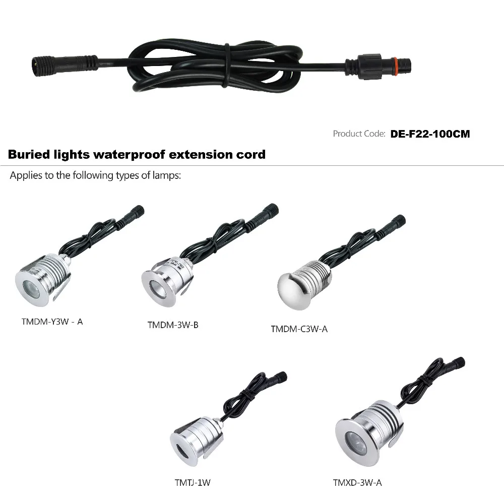 2PIN 1meter IP67 Waterproof Extension Cable/Connect Wire/Power Cord for Single Color LED Light | Строительство и ремонт