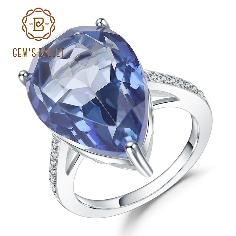 

Женское кольцо для коктейлей GEM'S BALLET, серебряное кольцо с голубым мистический кварцевый камень, 10.68Ct, натуральный иолит, ювелирные украшения