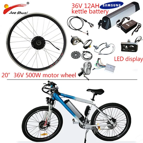 36V 12AH 500W LED K 36 в 250 Вт 350 Вт 500 Вт комплект для переоборудования электрического велосипеда с батареей для 2" электрический велосипед Ступица колеса мотор Ebike E велосипед конверсионный комплект - Цвет: 36V 12AH 500W LED K