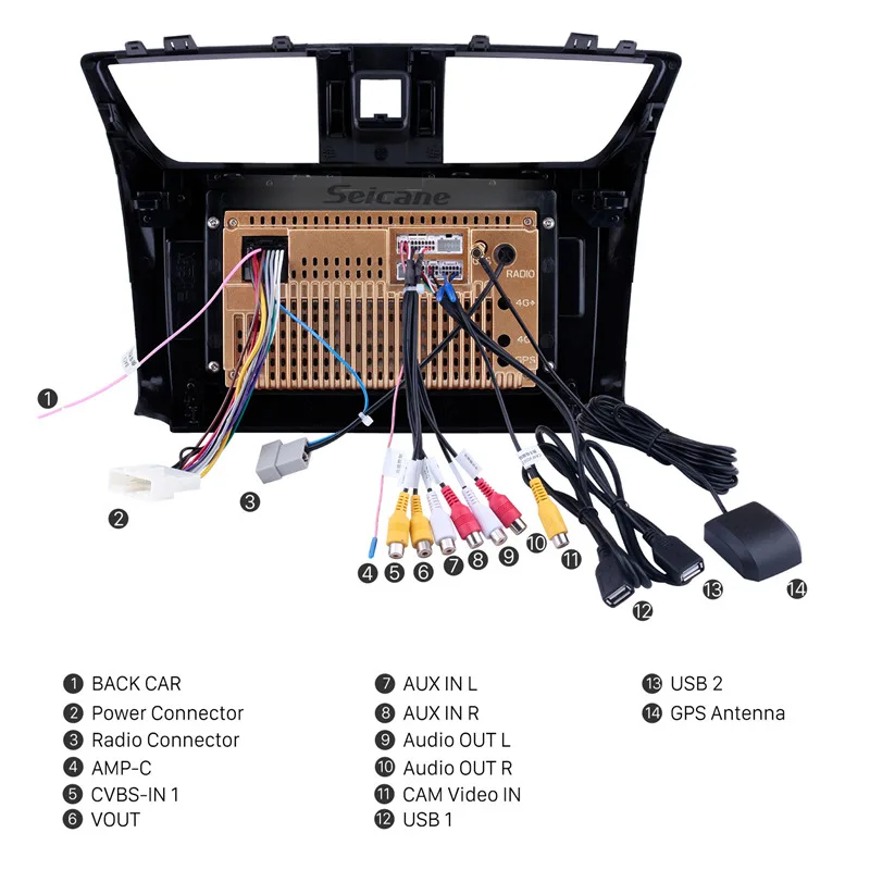Seicane 2DIN Android 9.1 Автомобильный мультимедийный плеер для Nissan Sylphy 2012 2013-2016 с сенсорным экраном GPS навигацией 10.1 дюйма стерео задней камерой.