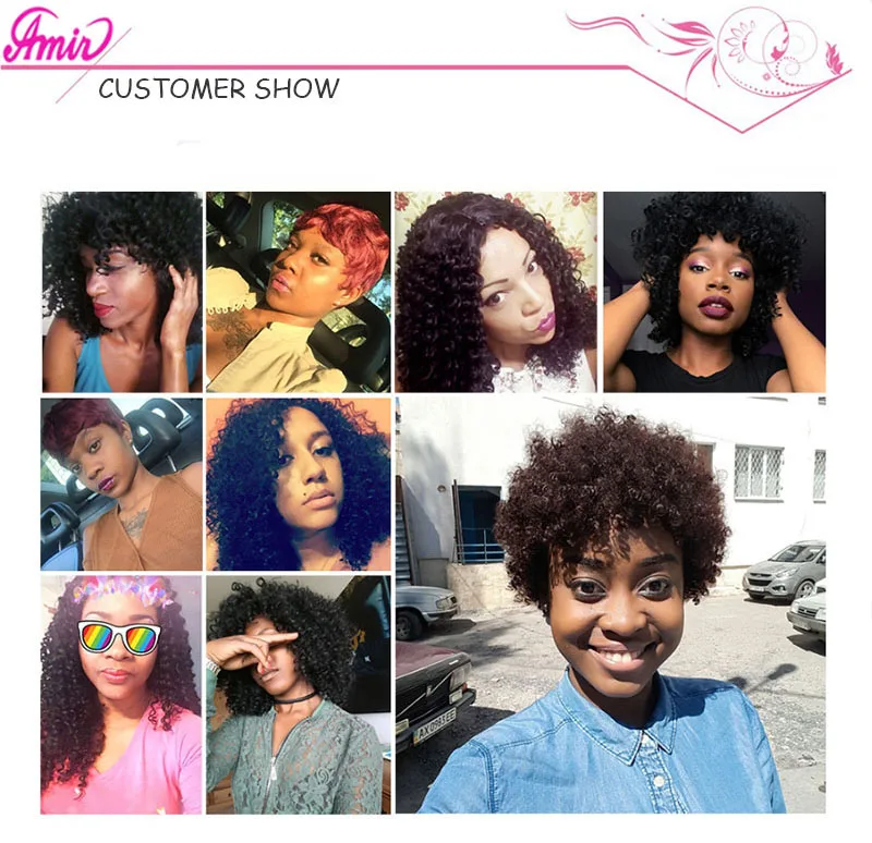 Amir short Kinky curly hair synthetic wig For African American women black Mixed Brown Heat Resistant Wigs Fiber 8 inch cosplay