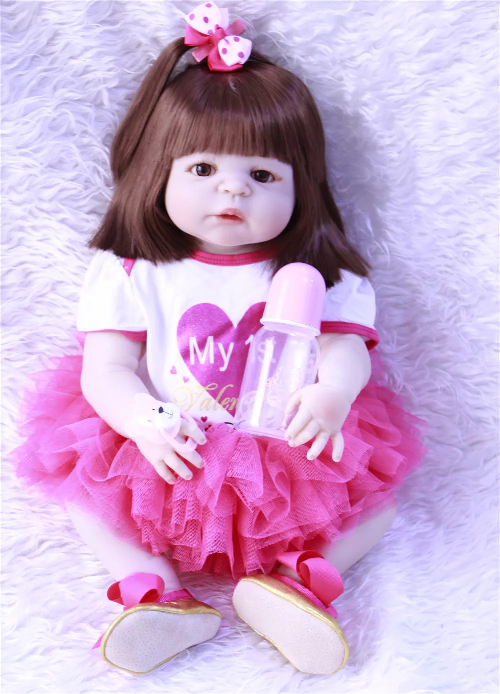 Кукла reborn boneca 55 см силиконовая с длинными волосами 22 дюйма|silicone dolls|reborn dollsbebes doll |
