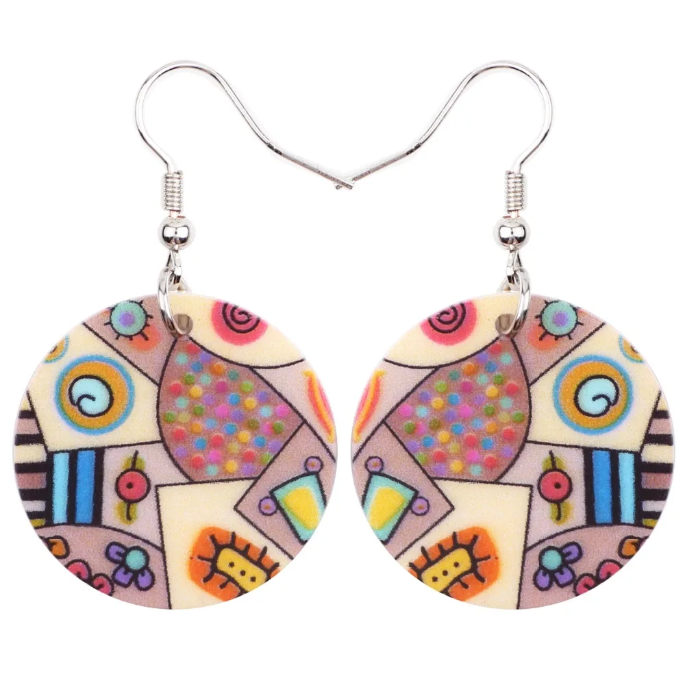 Богемные висячие серьги WEVENI с милым уникальным рисунком круглые для женщин 2017