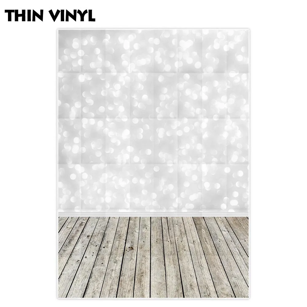 Funnytree photography backdrop christmas white bokeh spots wood floor newborn baby photo studio background photophone photocall |